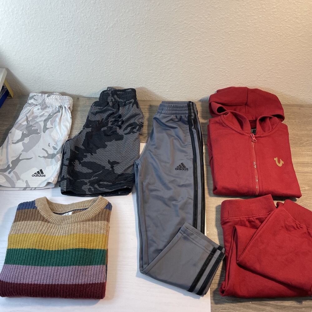 Boys Lot of 6 Size 4-5 Clothes True Religion Hoodie Set Adidas Track Pants Gap